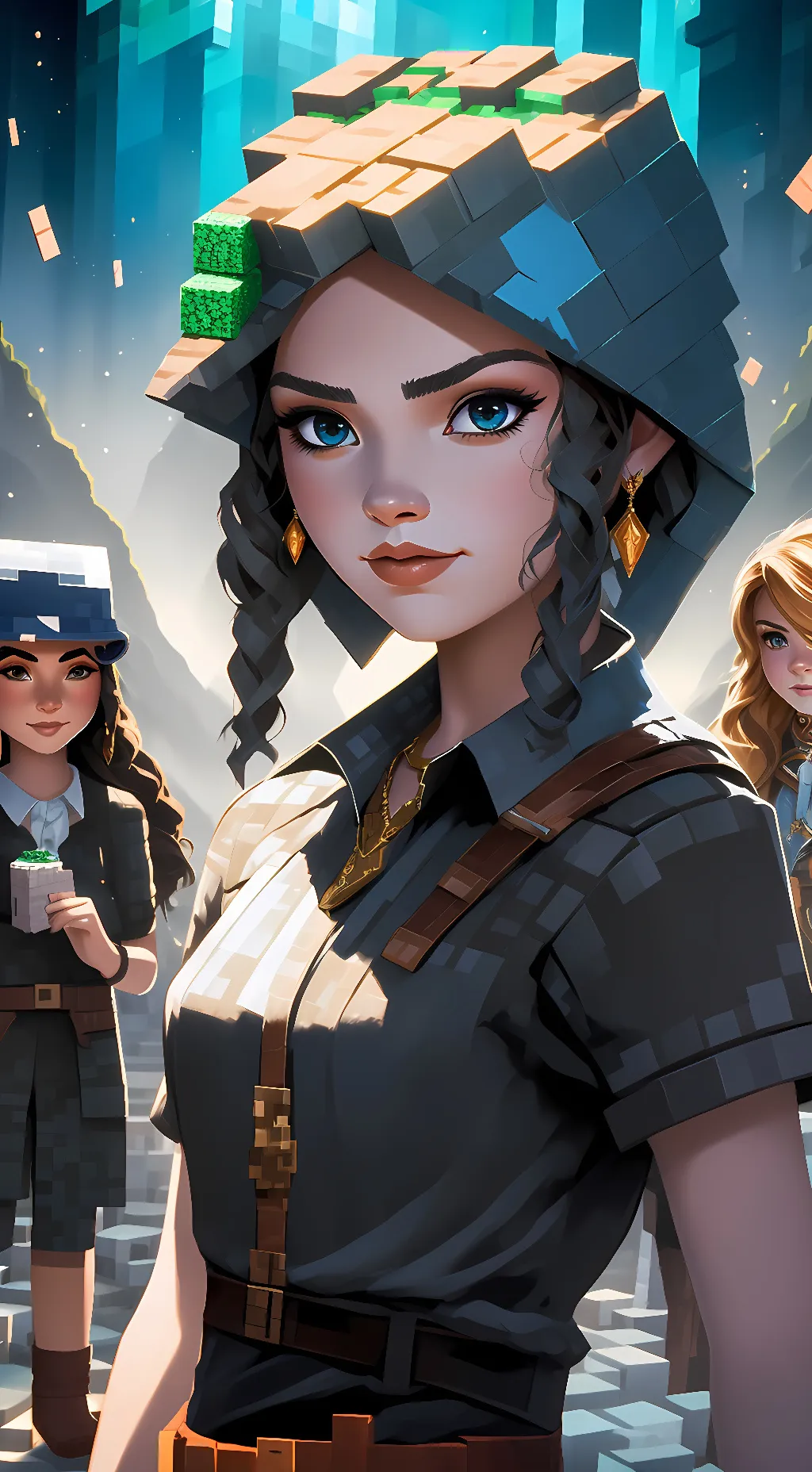 ai character: Minecraft girls background