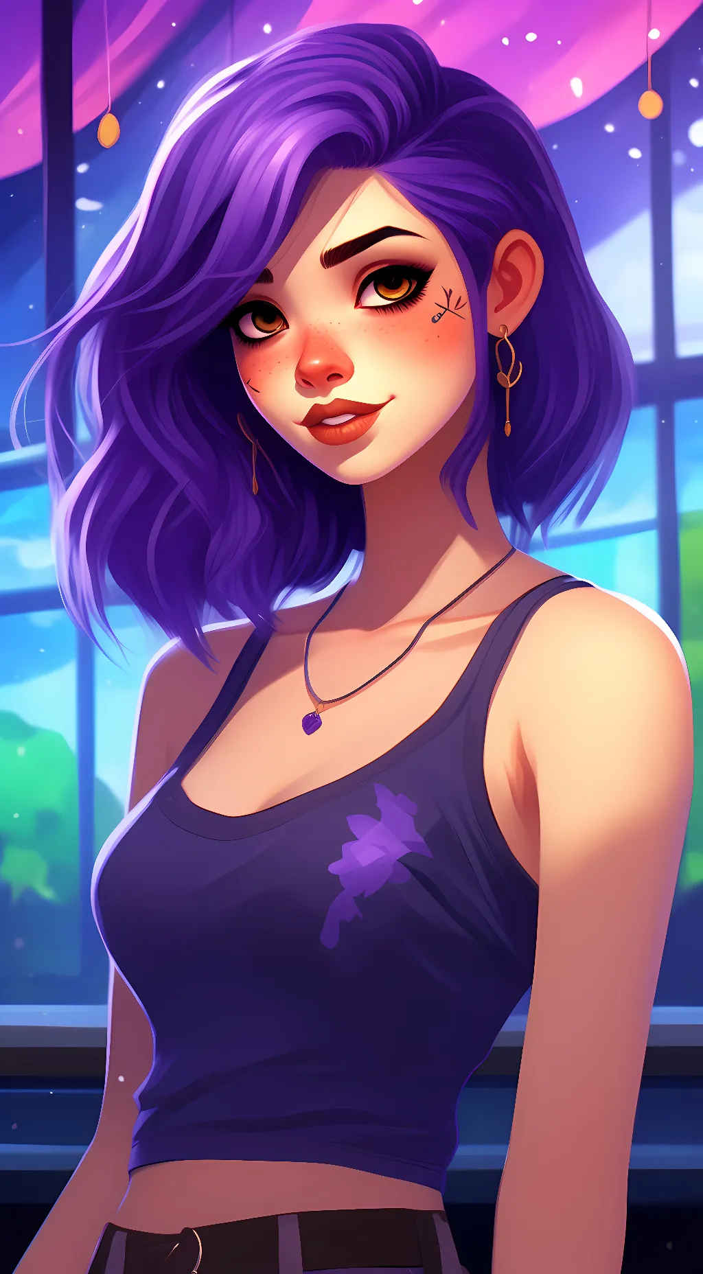 ai character: Violet background