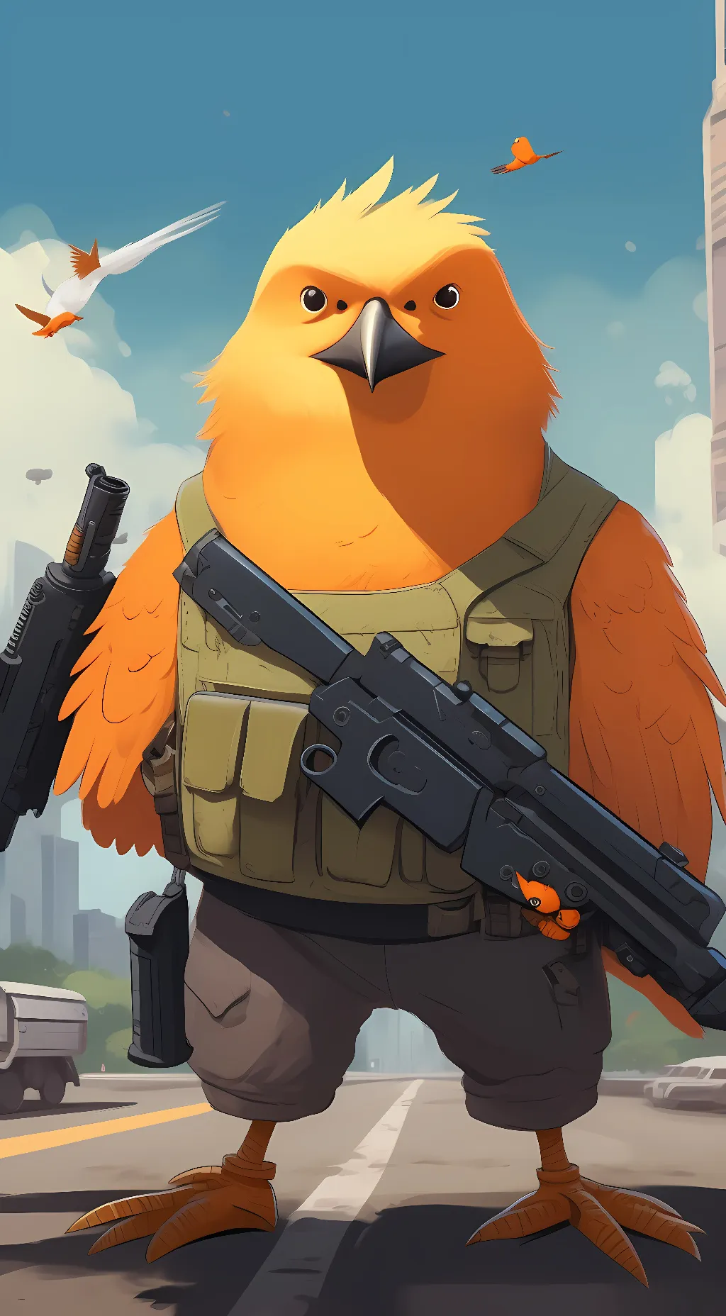 ai character: Funny lil bird background