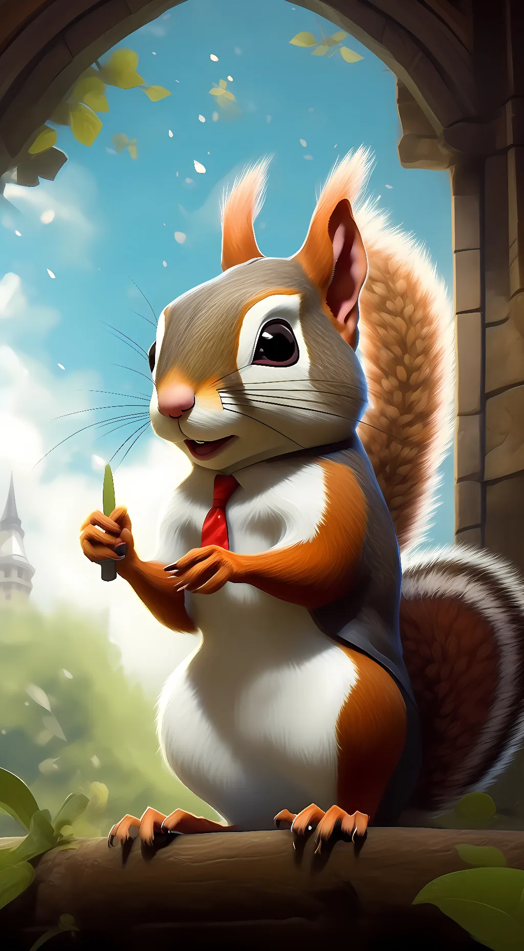 ai character: Buc.ees squirrel  background