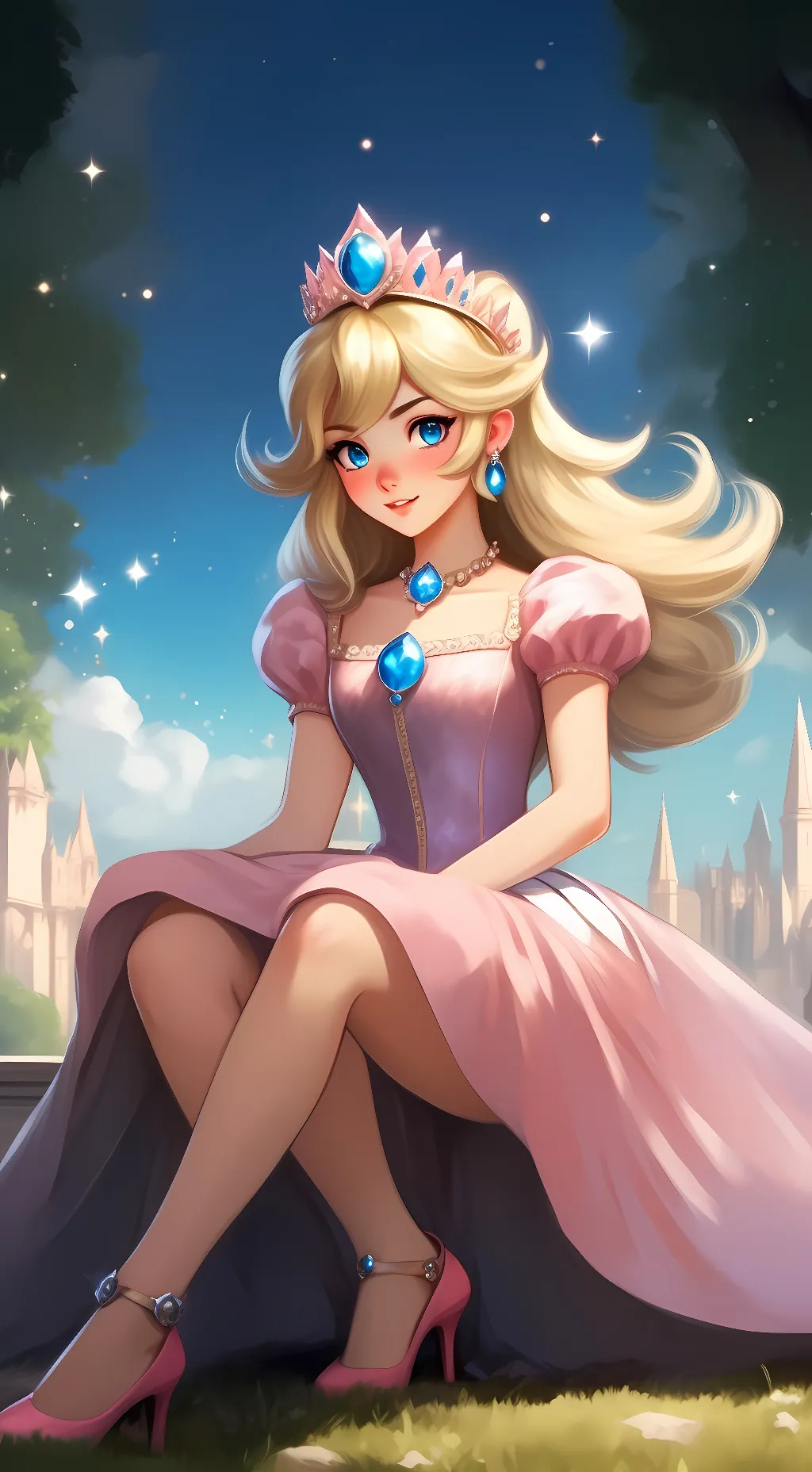 ai character: princess peach  background