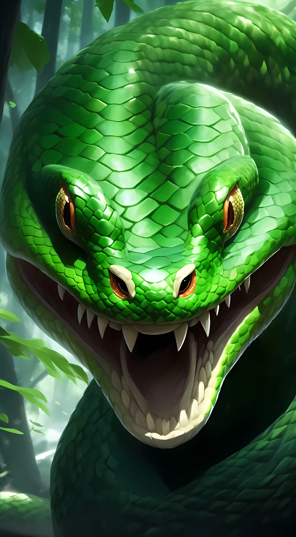 ai character: Emerald tree boa  background