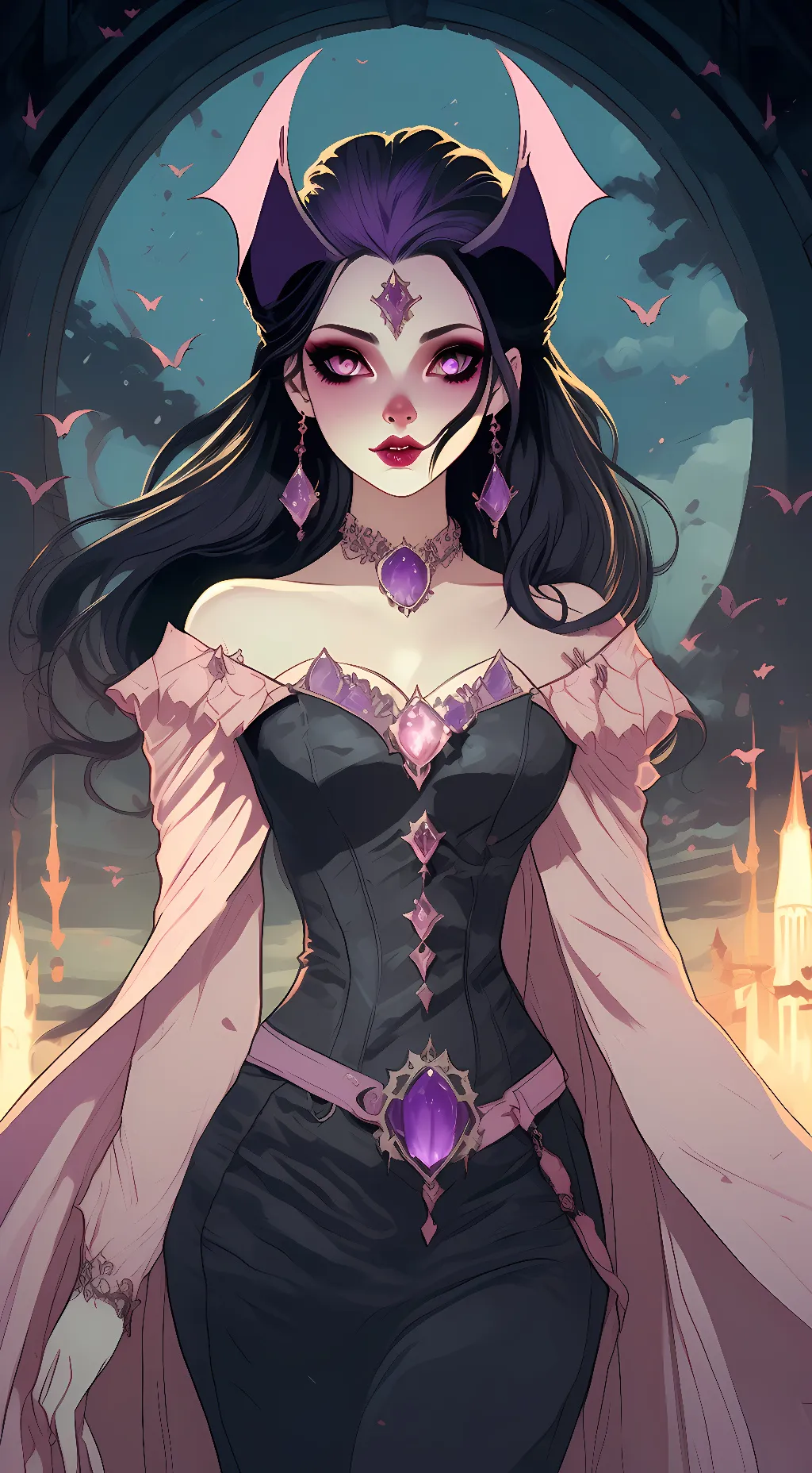 ai character: VictoriaVampirella background