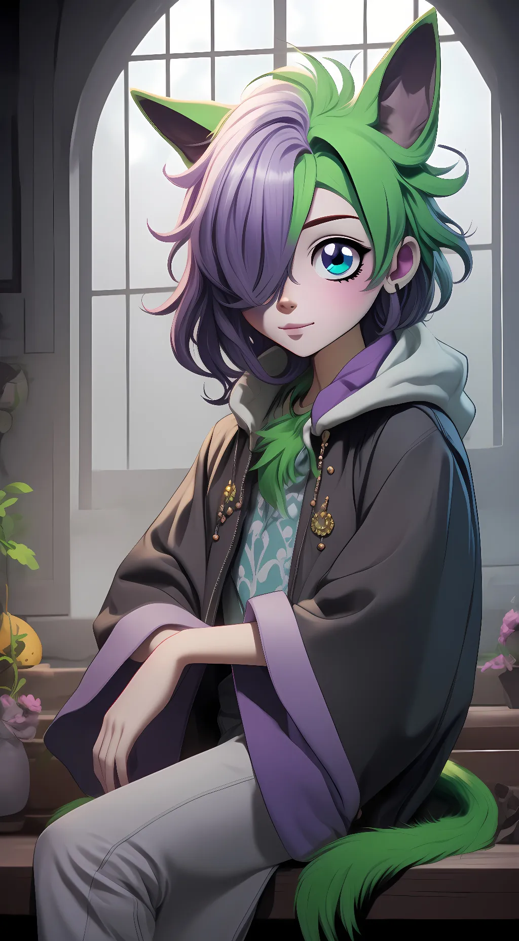 ai character: 💜klowi💚 background