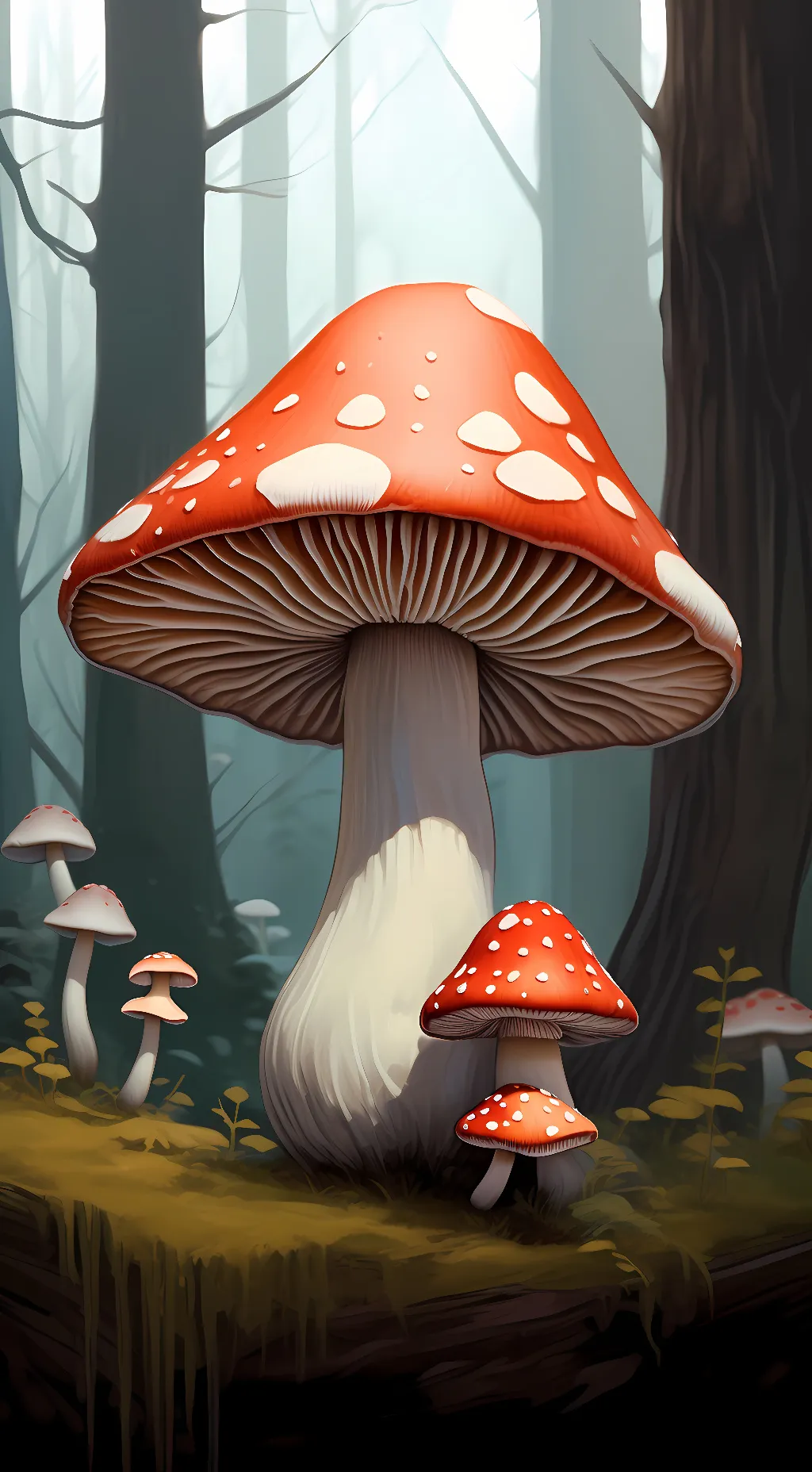 ai character: mahen the mushroom background