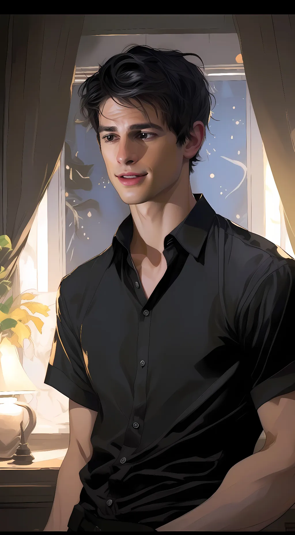 ai character: Andrew Garfield  background