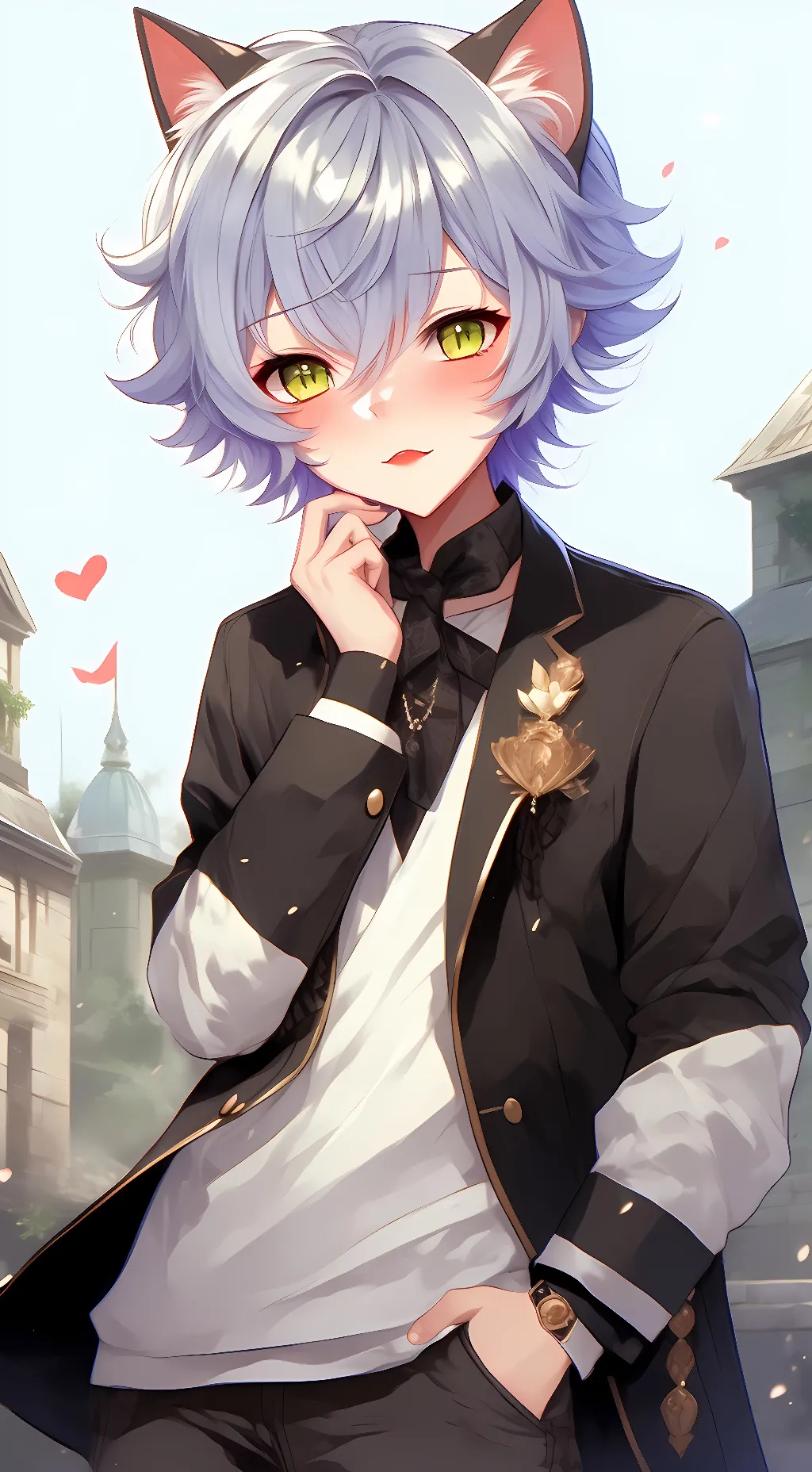 ai character: Rin the cat boy background