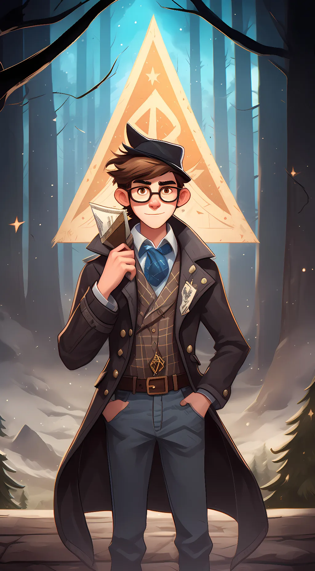 ai character: Dipper&Bill Cipher background