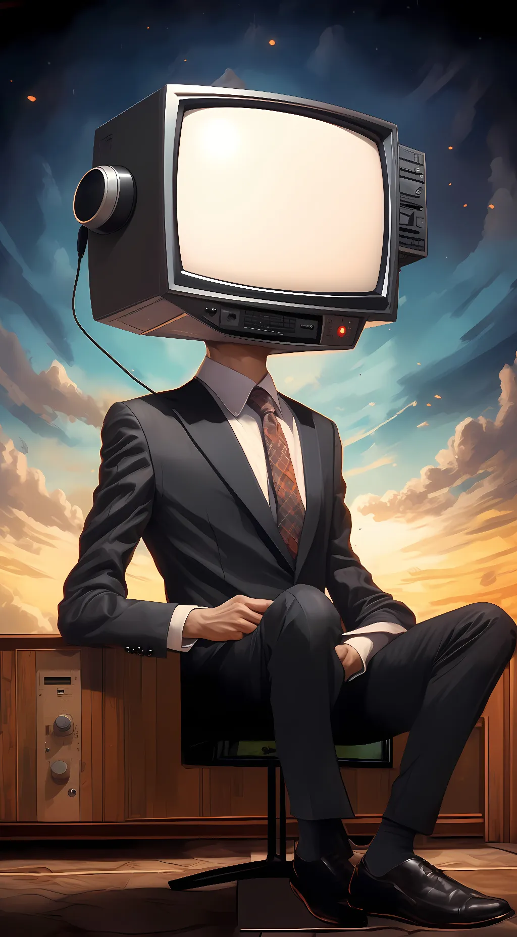 ai character: TV man background