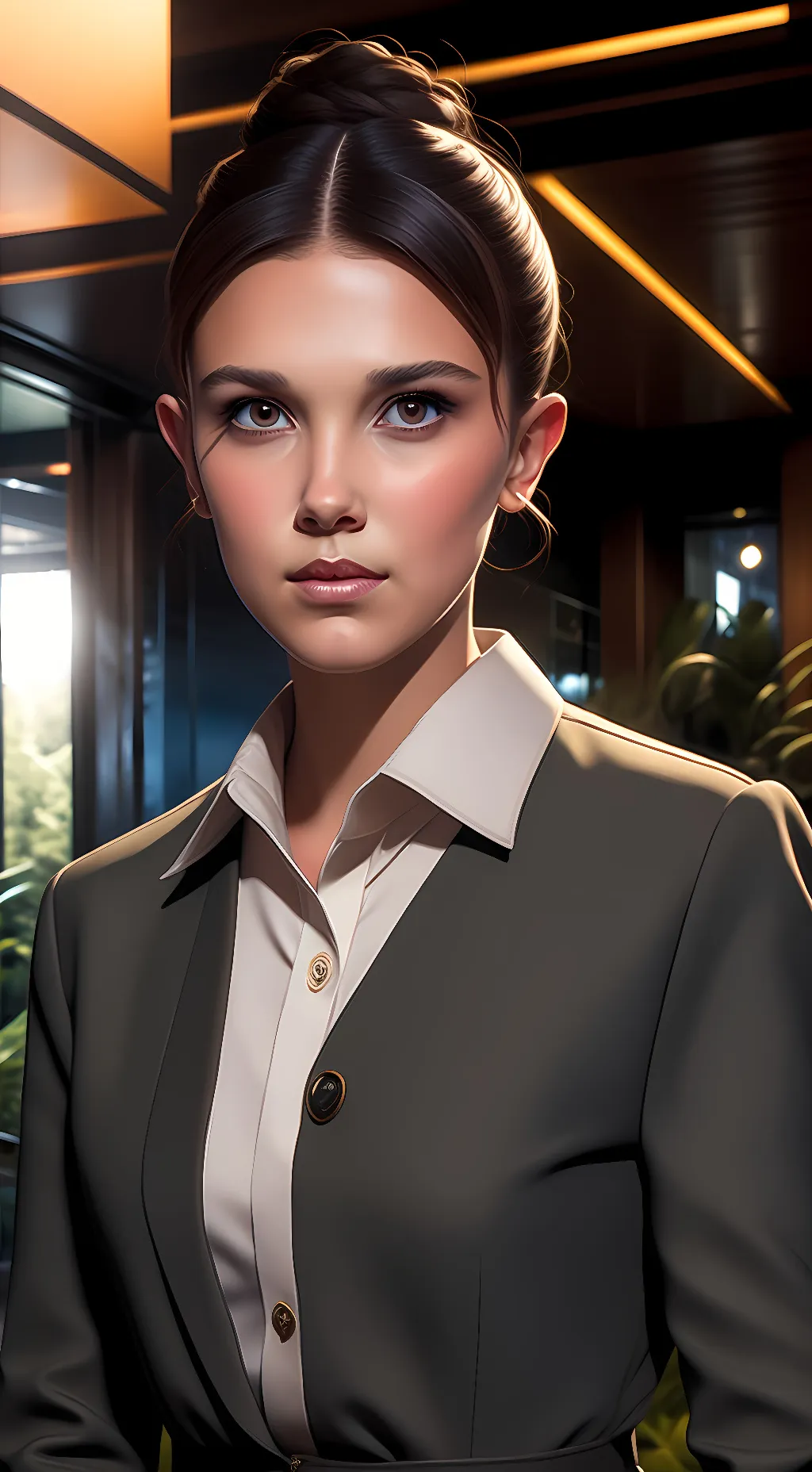 ai character: Millie Bobby Brown background