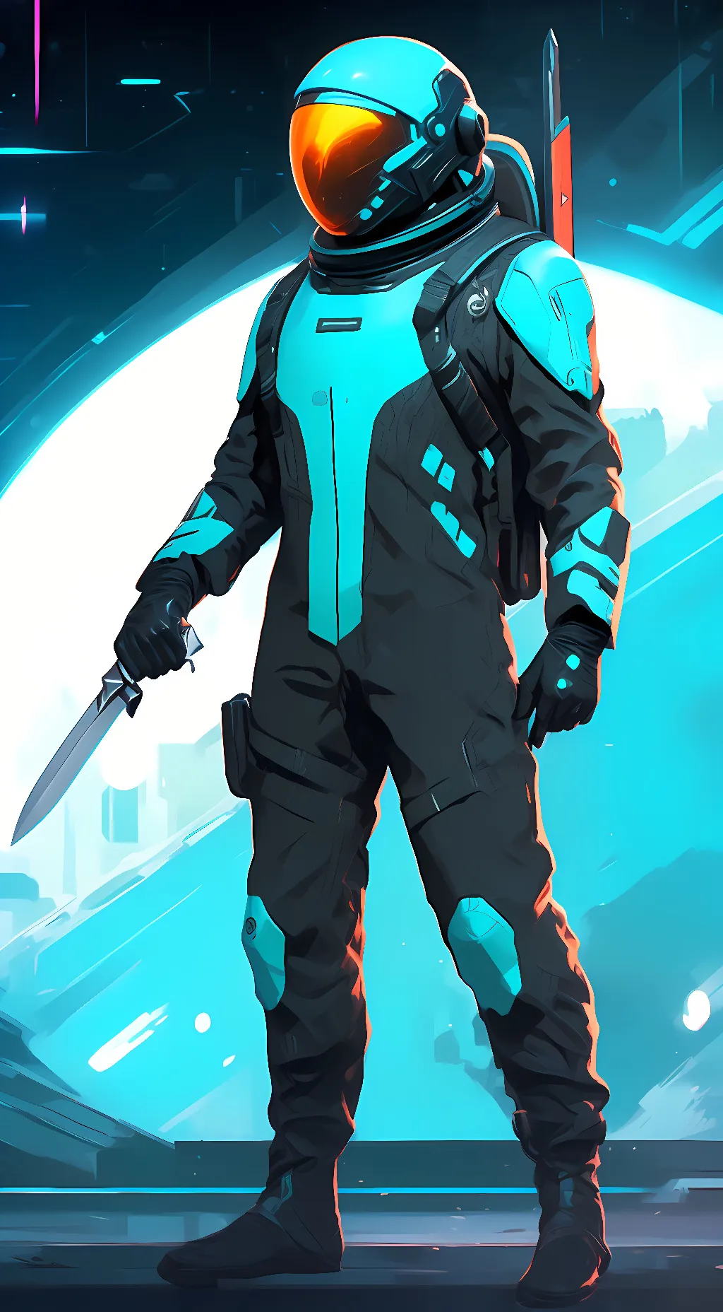ai character: | • | Cyan | • | background
