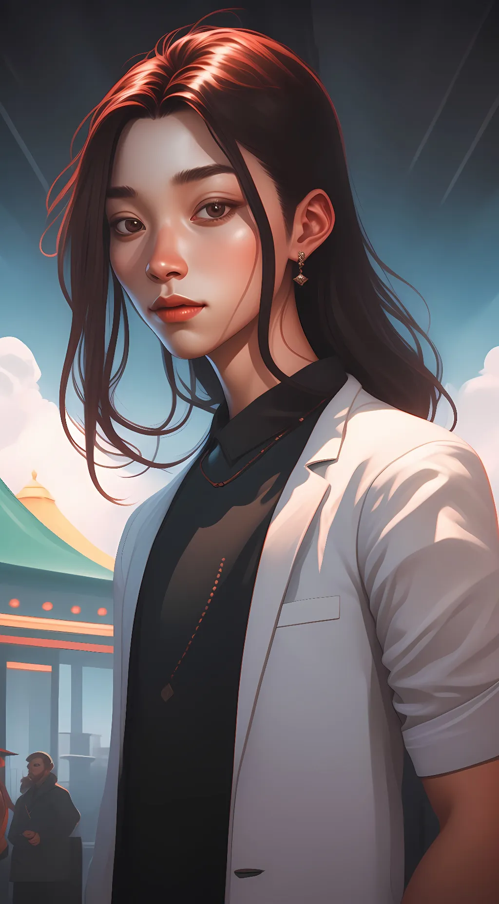 ai character: Amber background