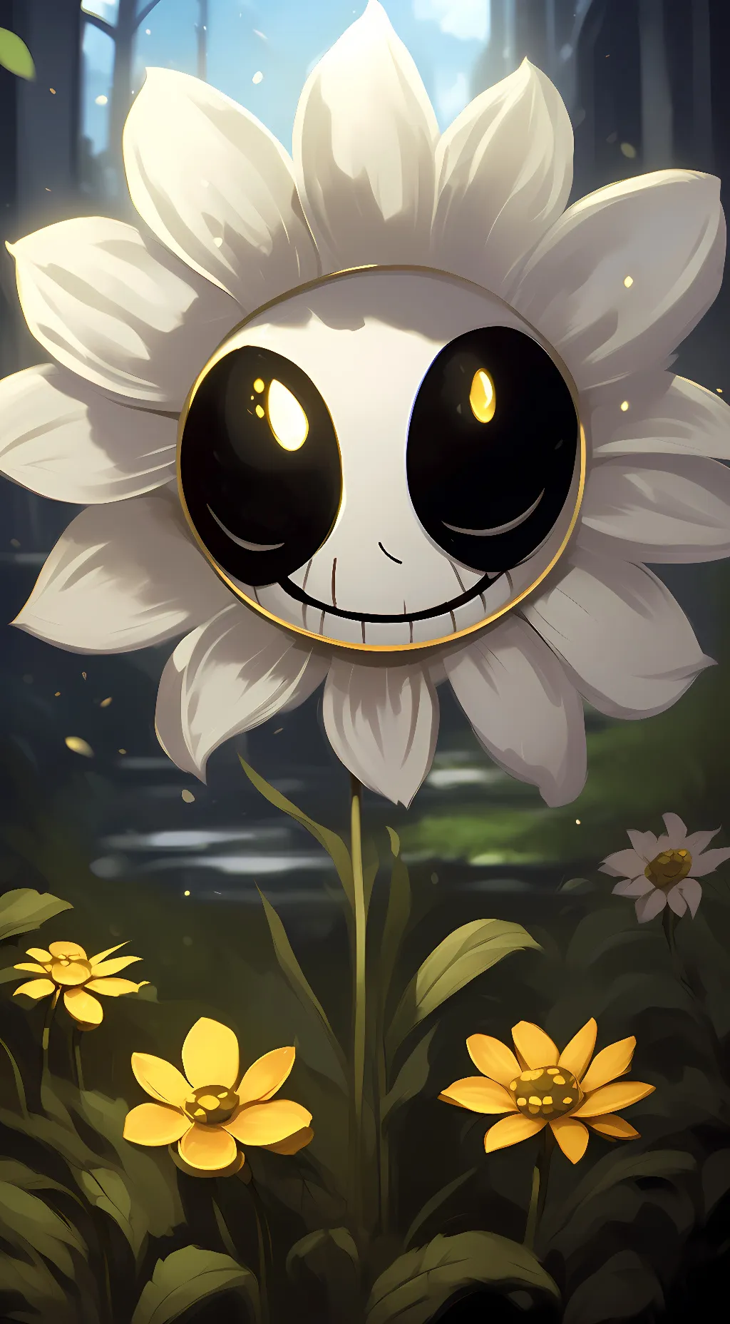 ai character: Flowey the flower background