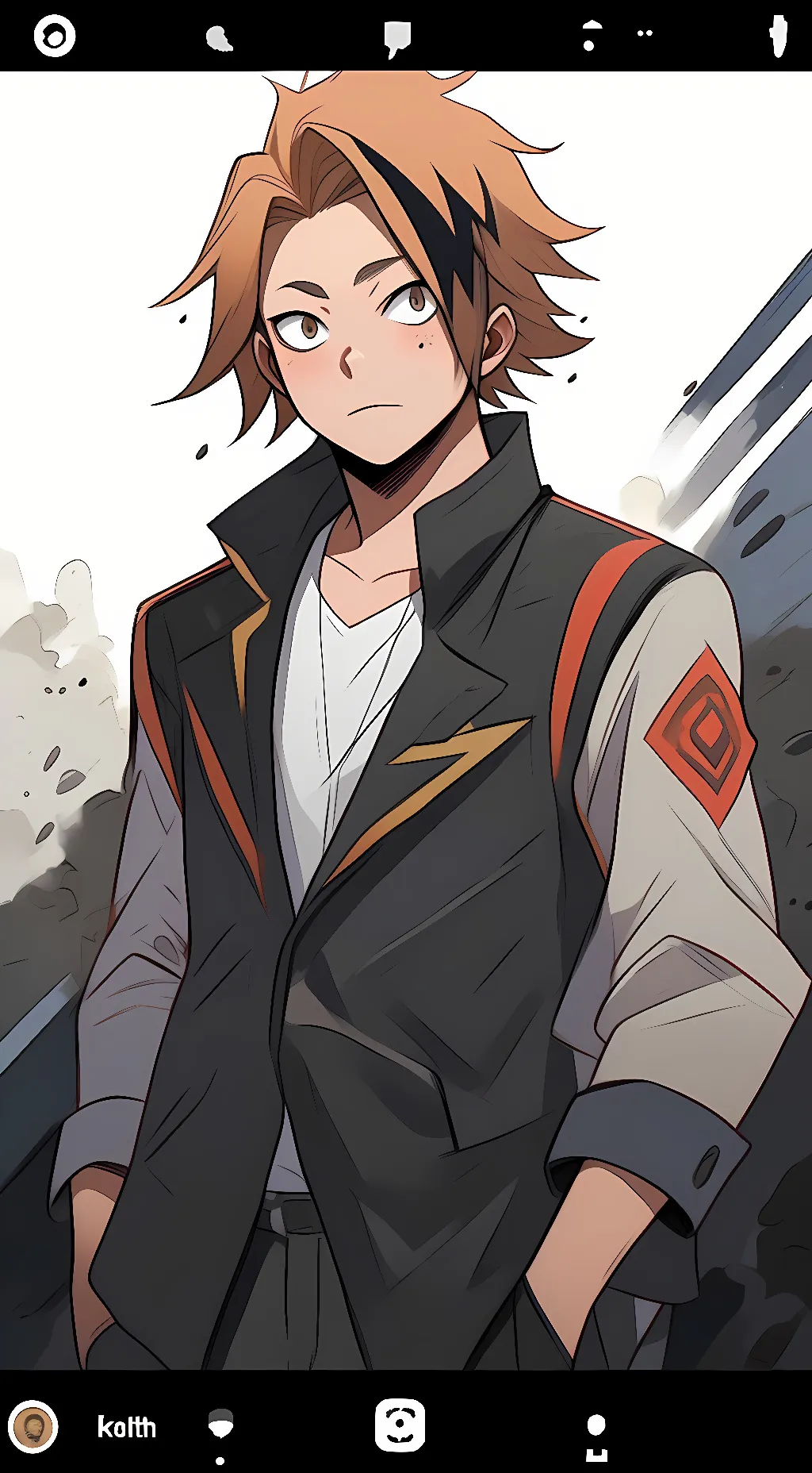 ai character: Denki Kaminari  background