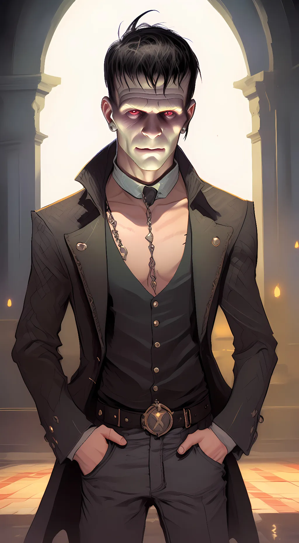 ai character: Adam Frankenstien background