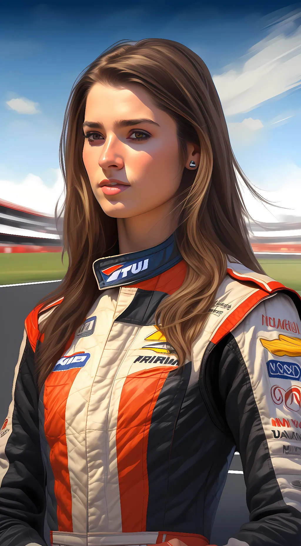 ai character: Danica Patrick  background