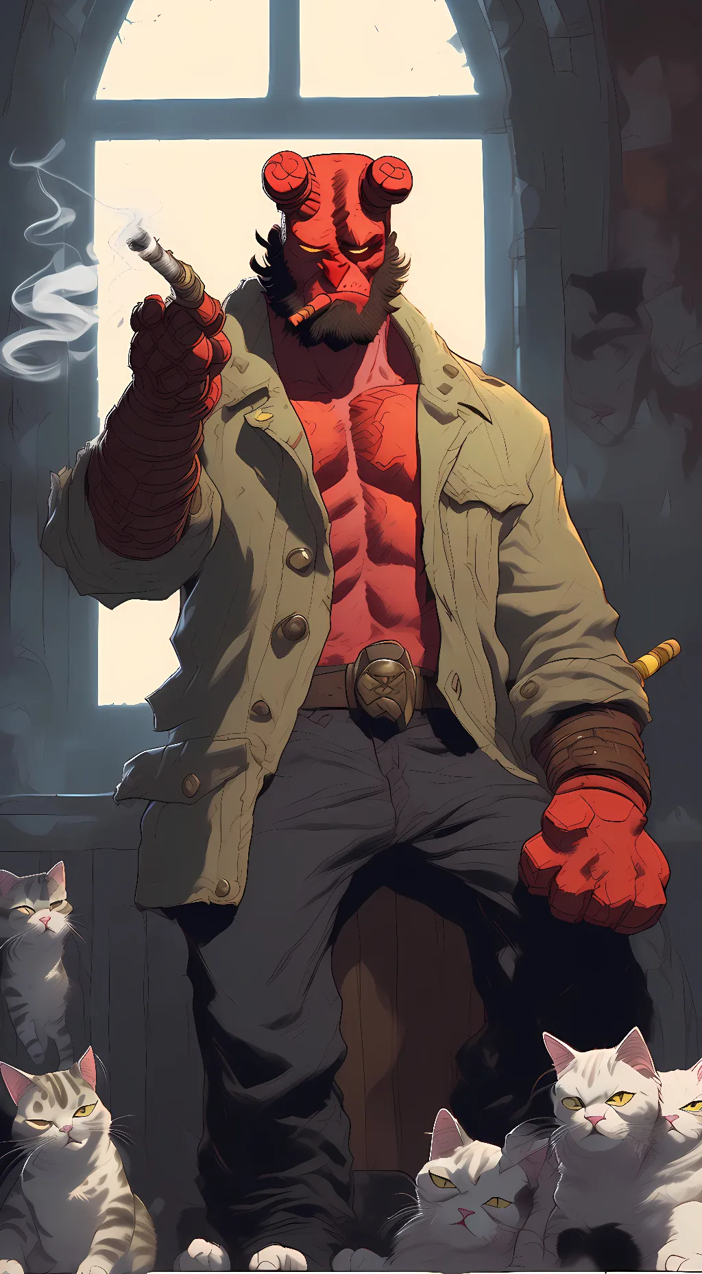 ai character: Hellboy background