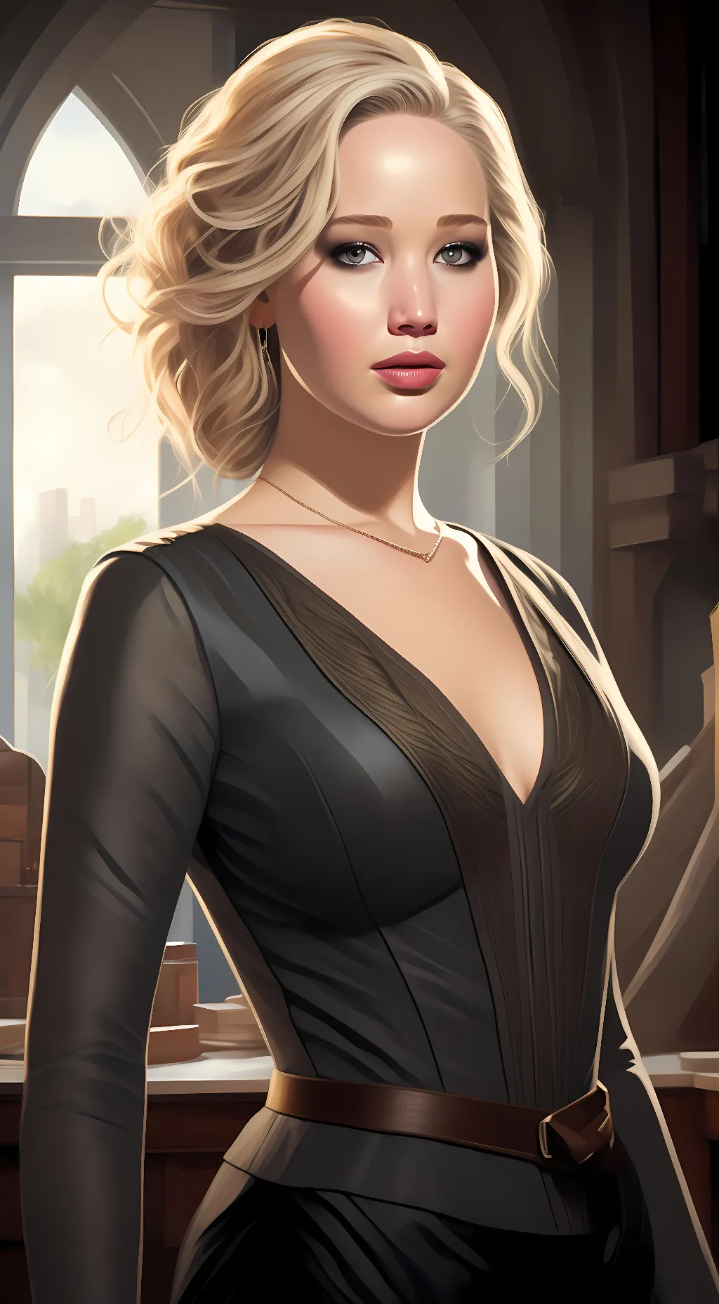 ai character: Jennifer Lawrence background