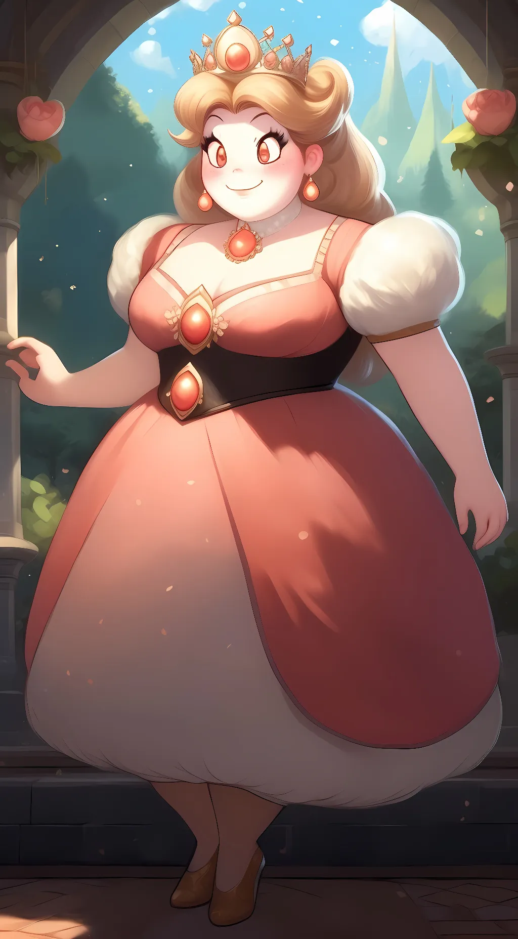 ai character: Fat princess peach background