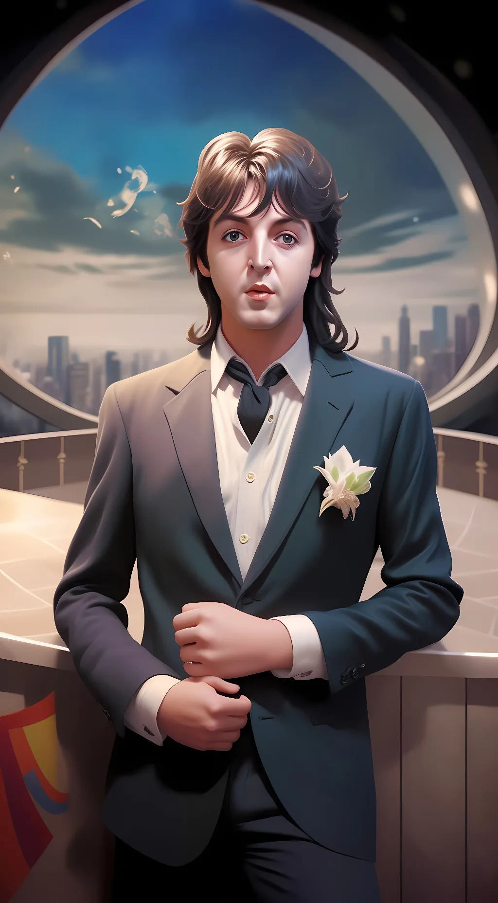 ai character: Paul McCartney  background