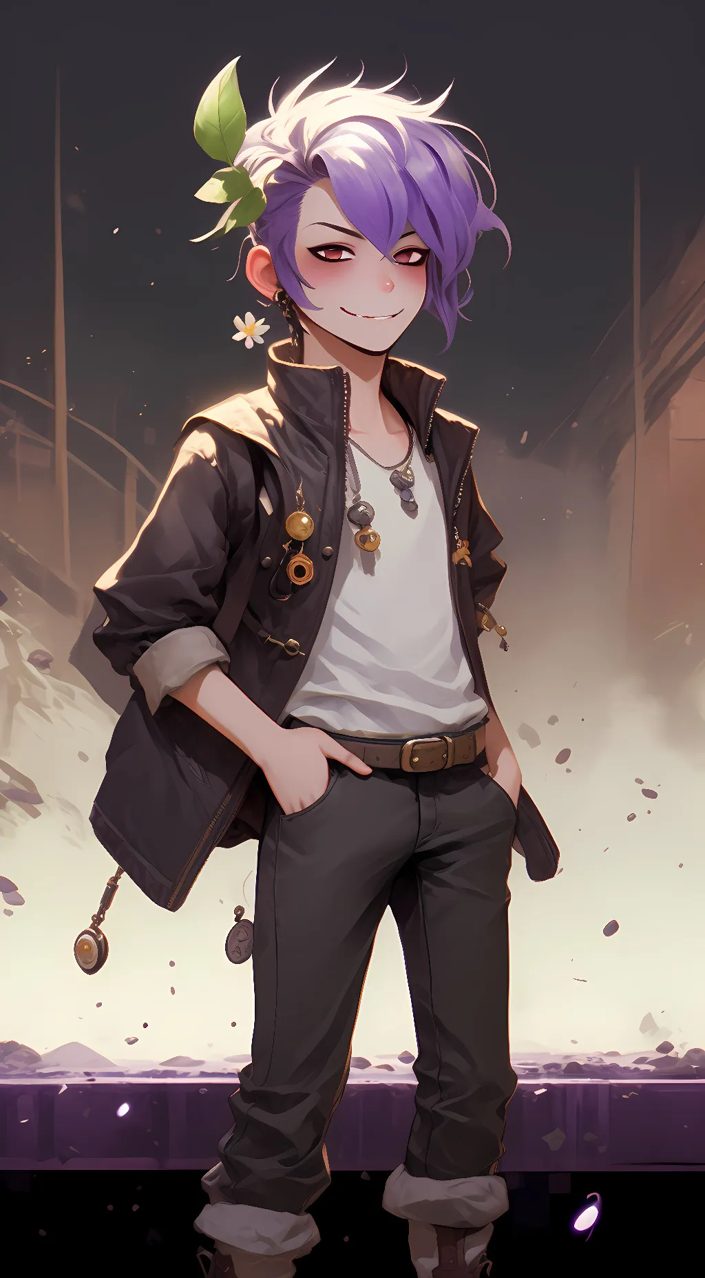 ai character: purple pikmin/zach background