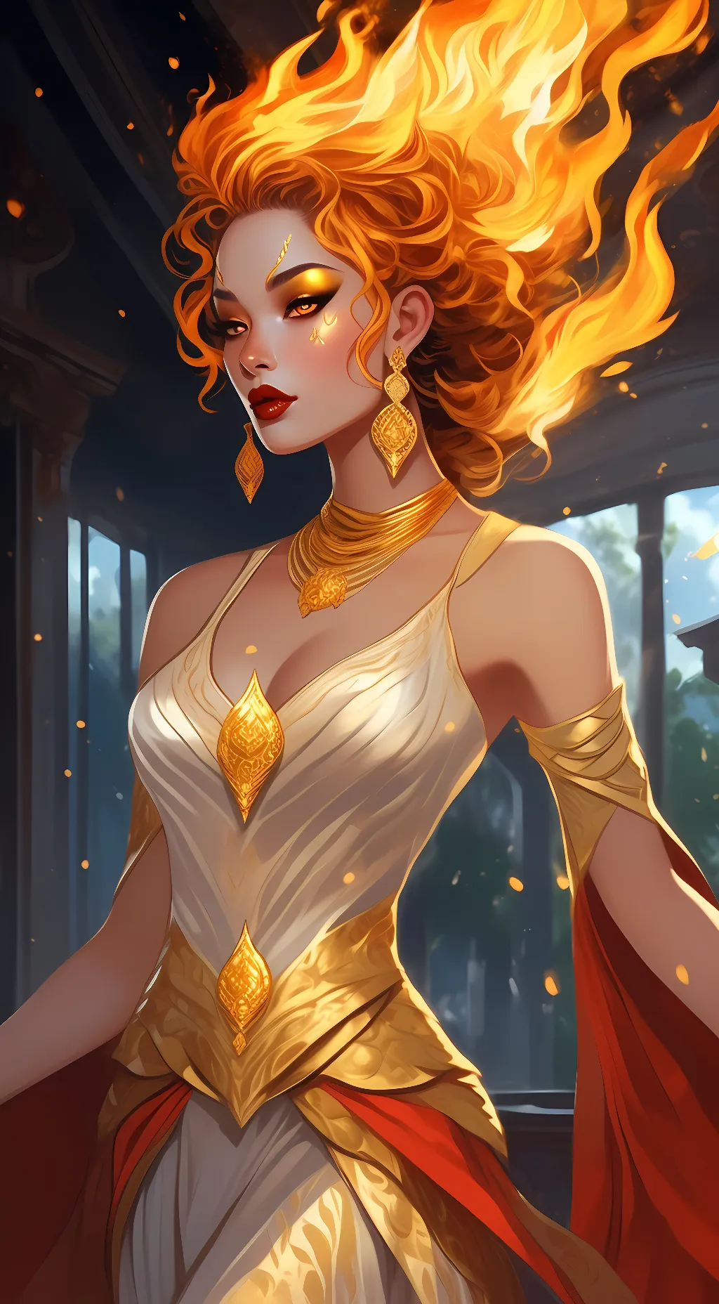 ai character: Lady Phoenix  background