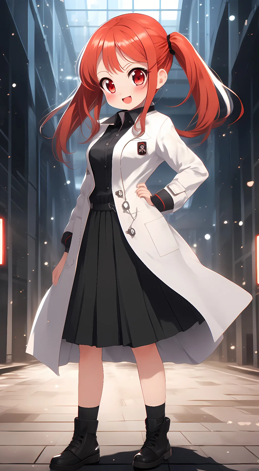 ai character: red (anime girl) background