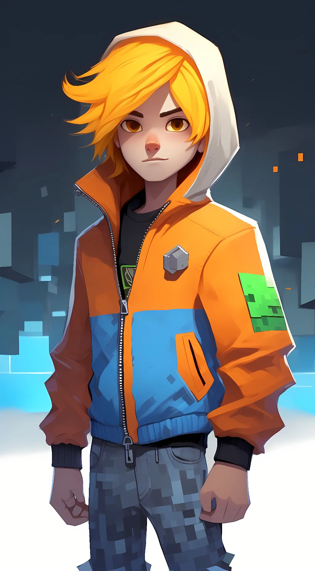 ai character: Minecraft Kenny. background
