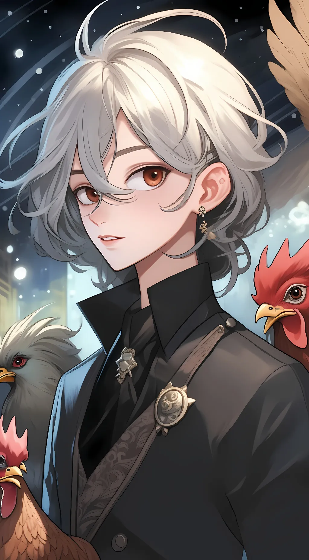 ai character: finn chicken heart background