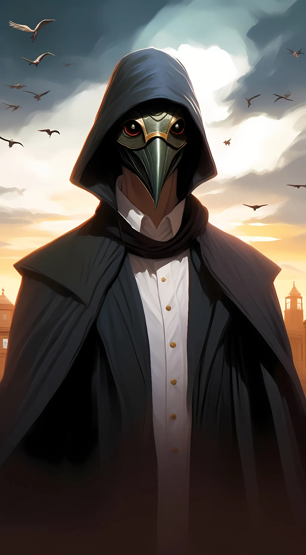 ai character: plague doctor background