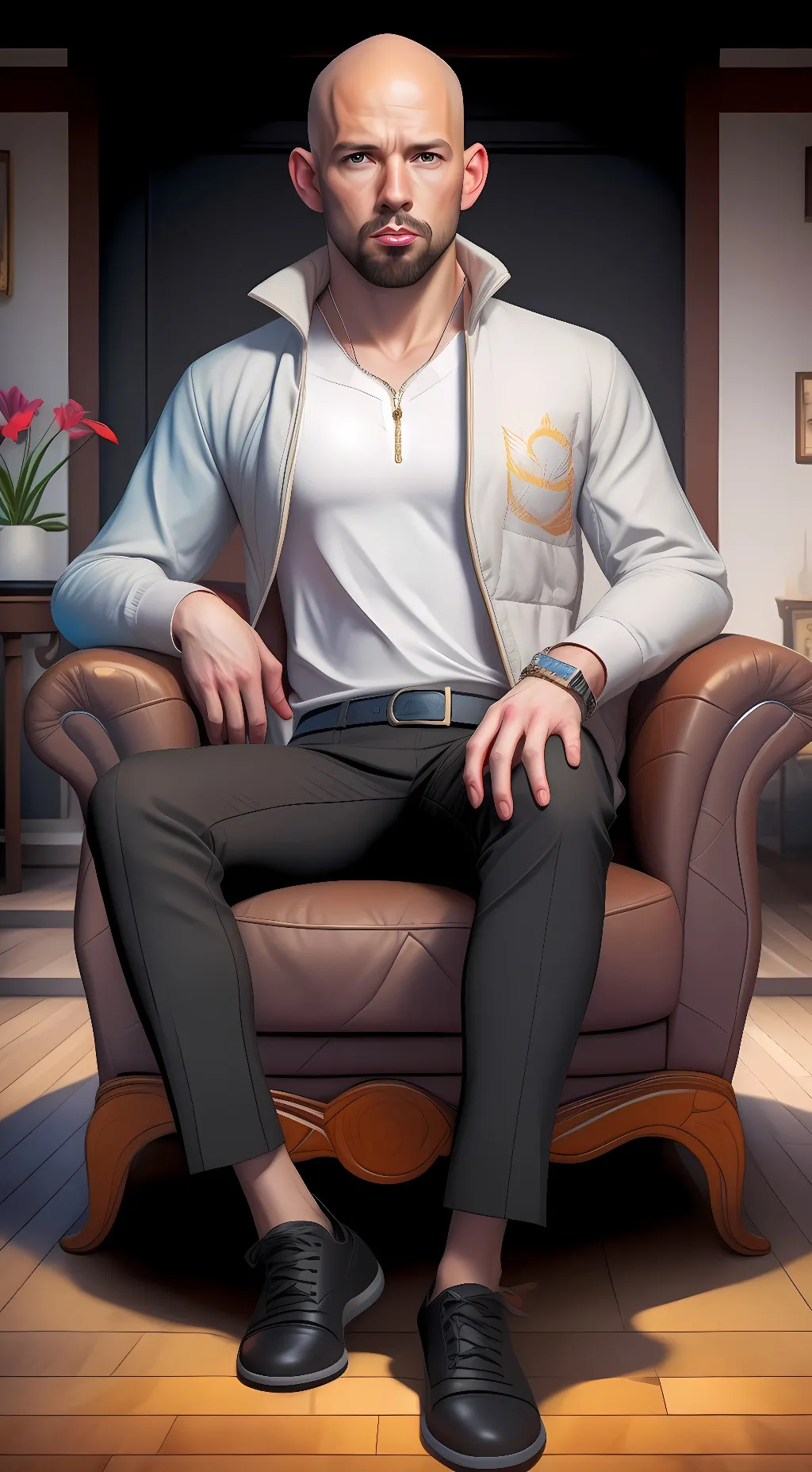 ai character: Andrew Tate  background