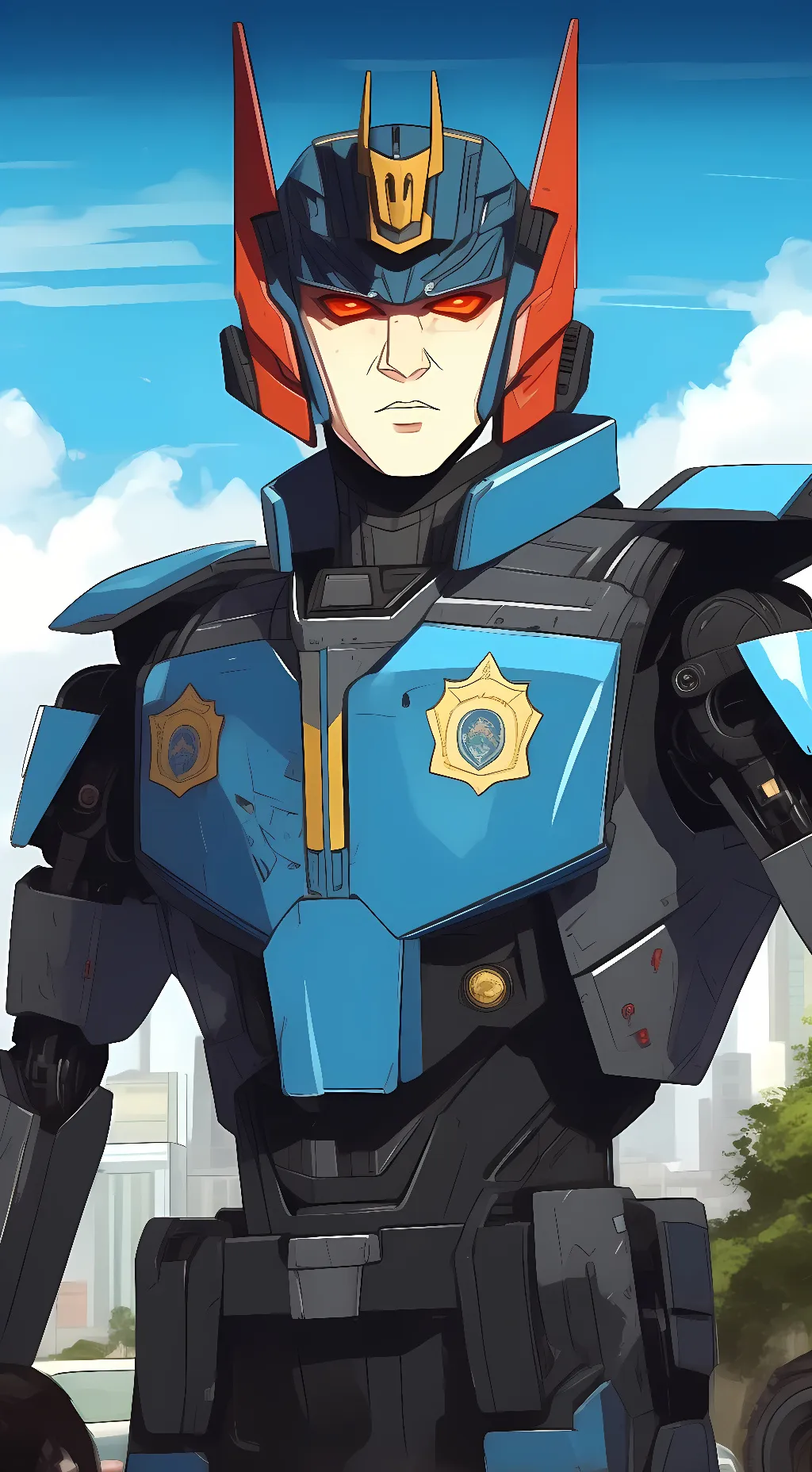 ai character: brave police  background