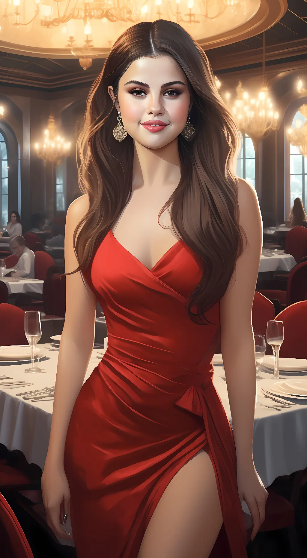 ai character: selena gomez  background