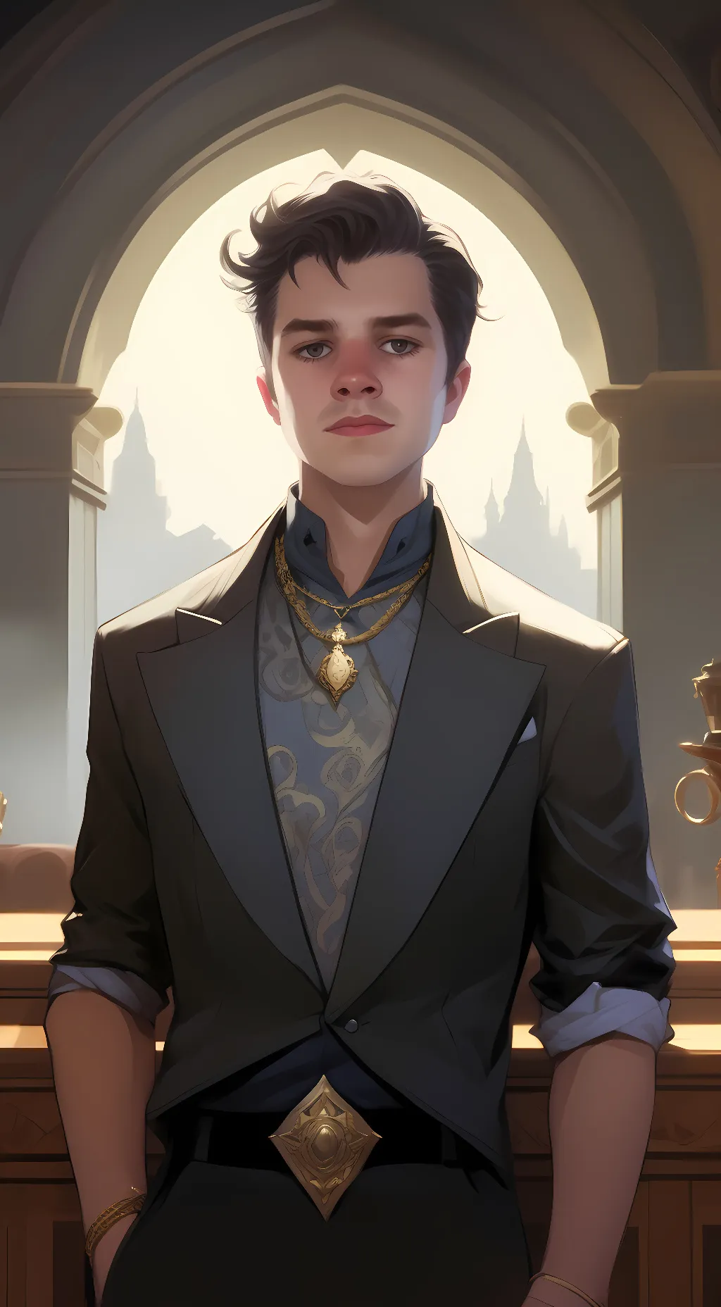 ai character: Colby Egounis  background