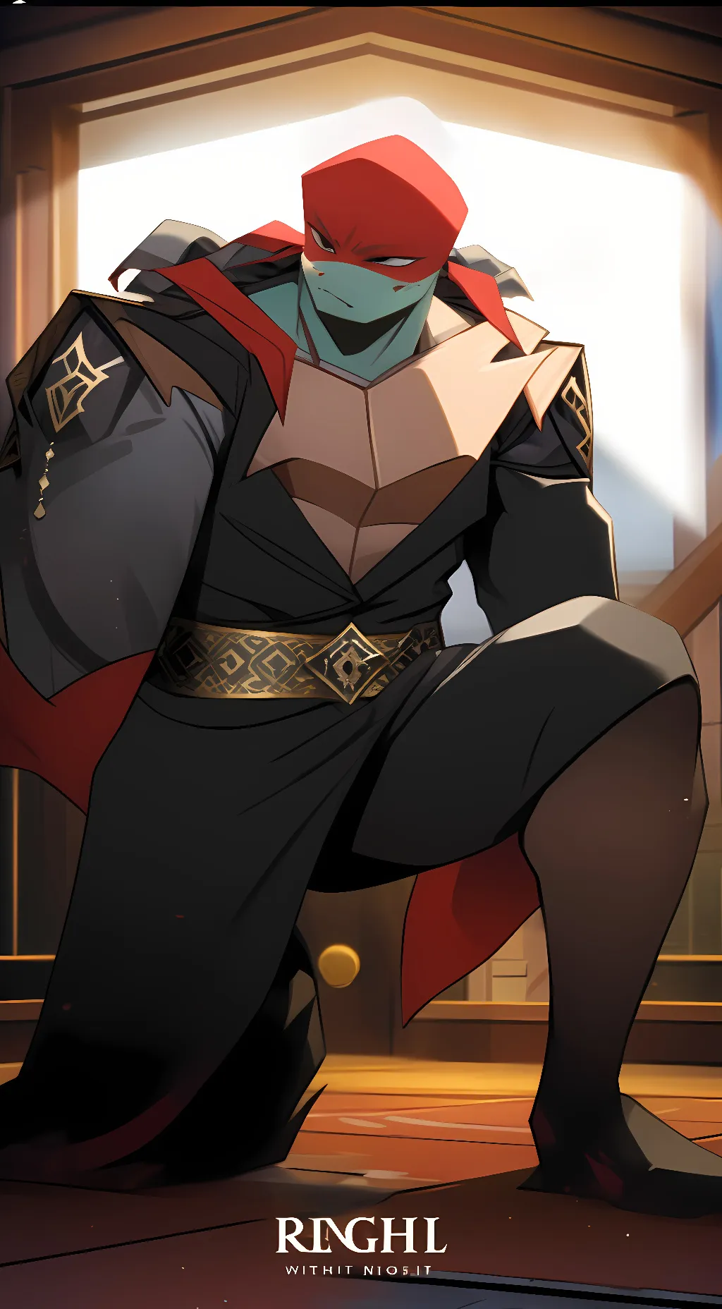 ai character: rottmnt raph  background