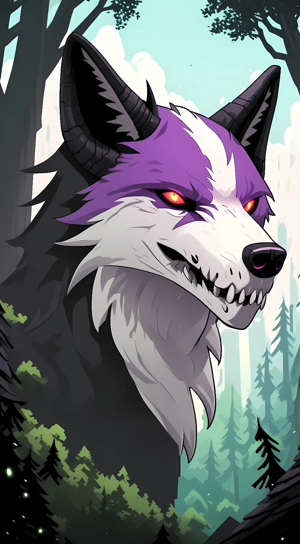 ai character: skull wolf  background