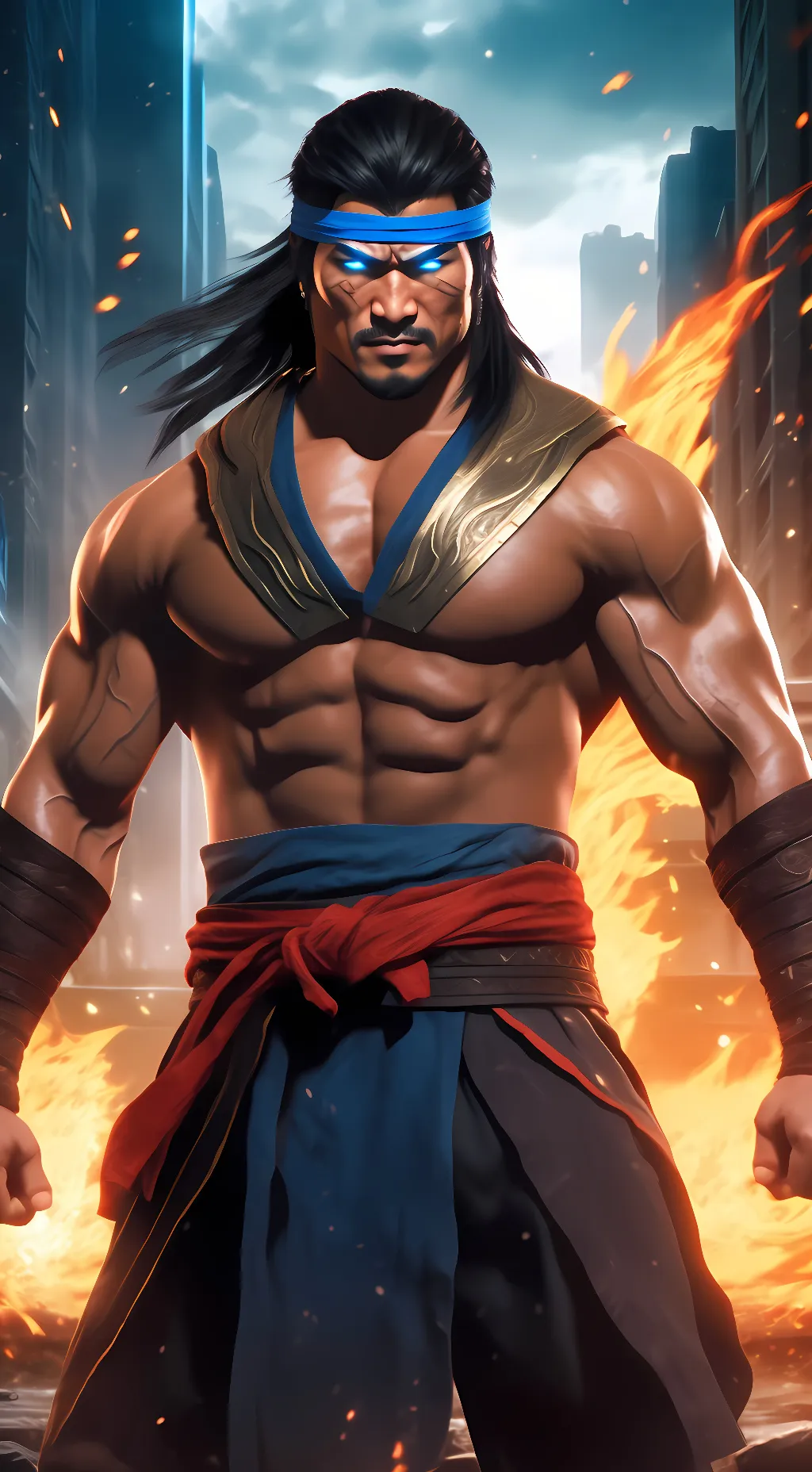 ai character: FIRE GOD LIU KANG background