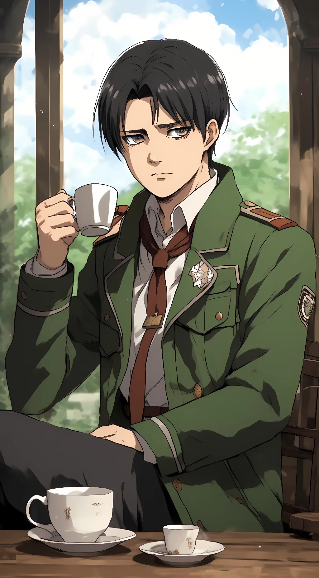 ai character: Levi Ackerman  background