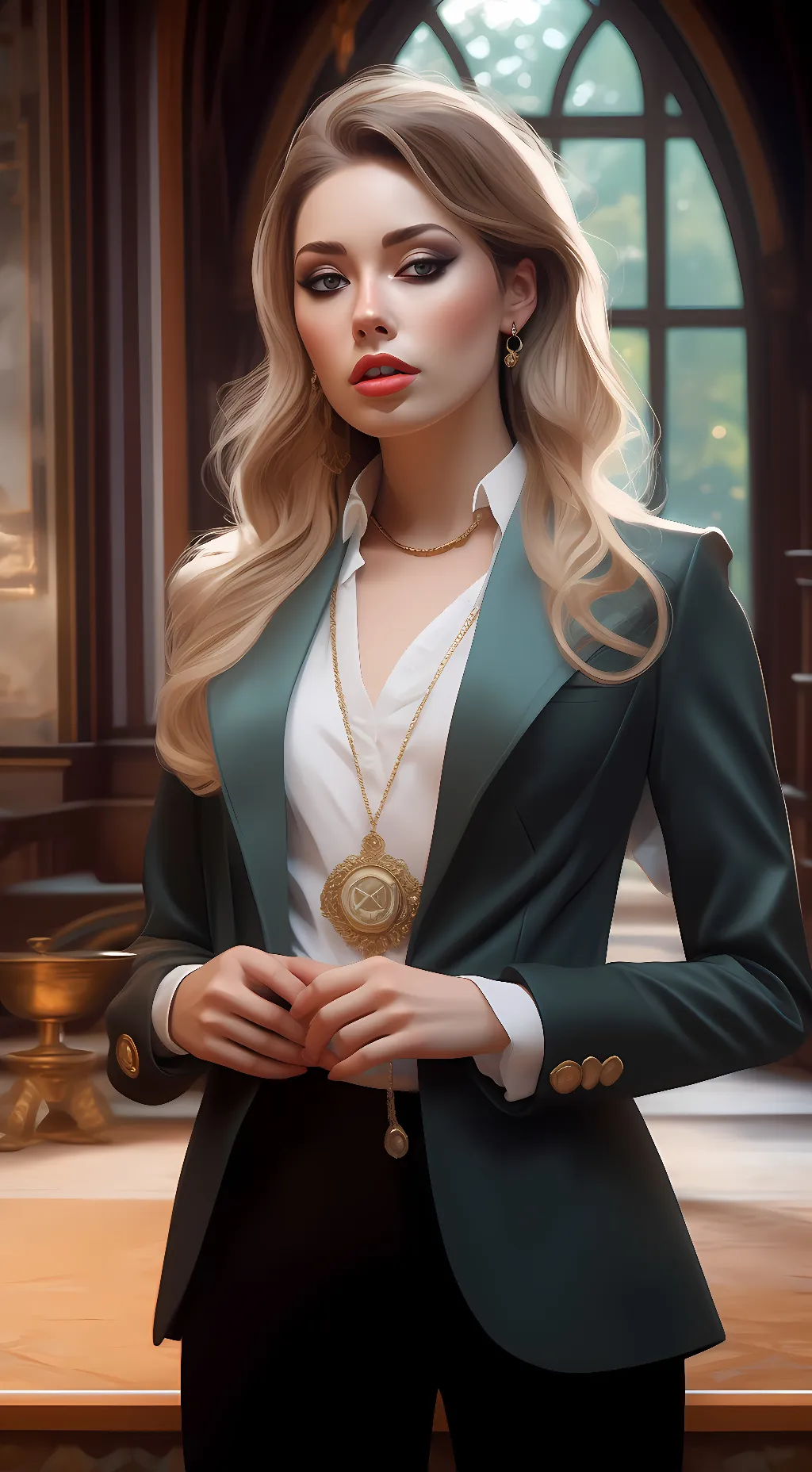 ai character: Daphne  background