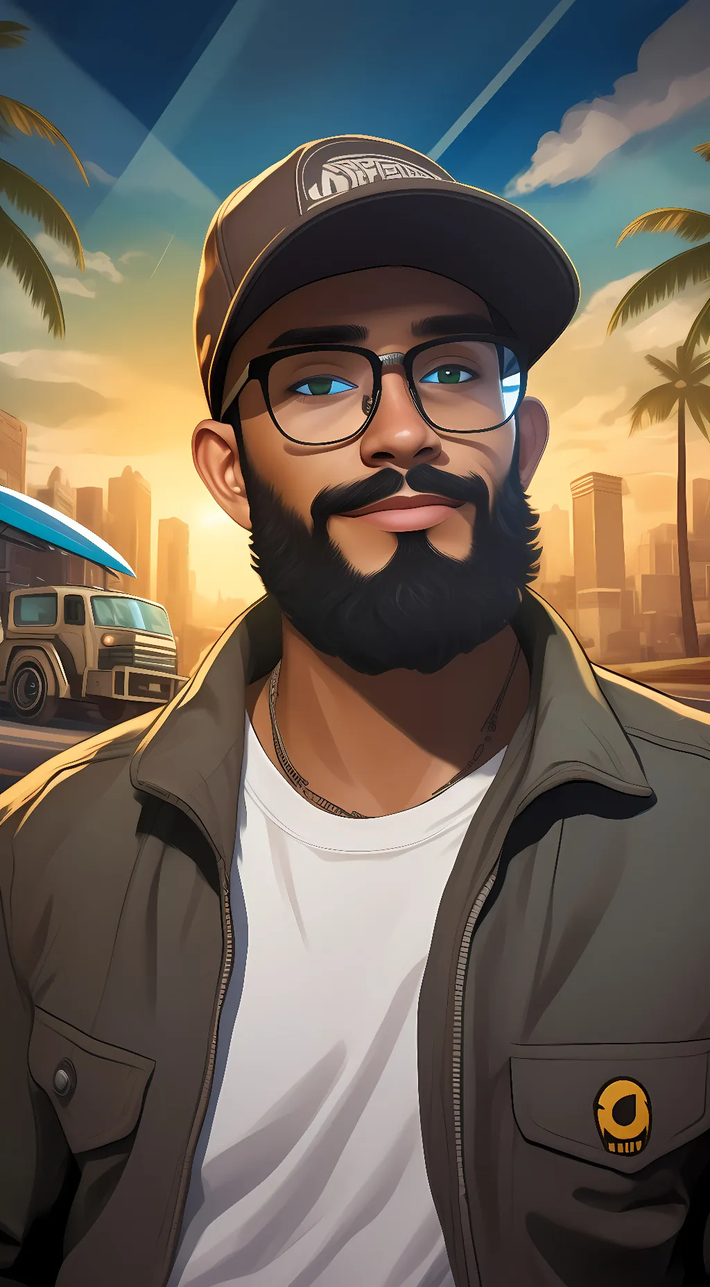 ai character: suuurfgod background