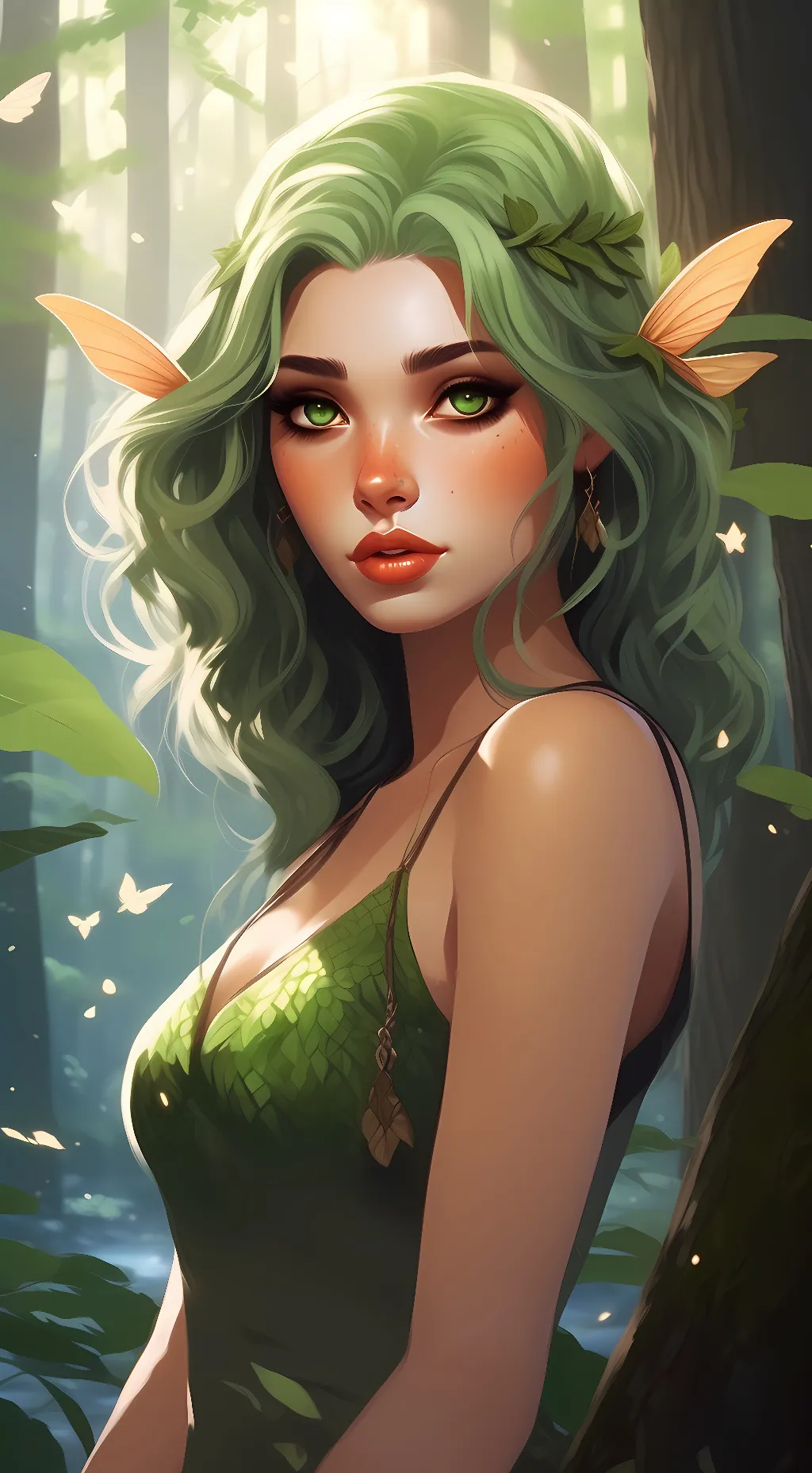 ai character: Moira Verde background