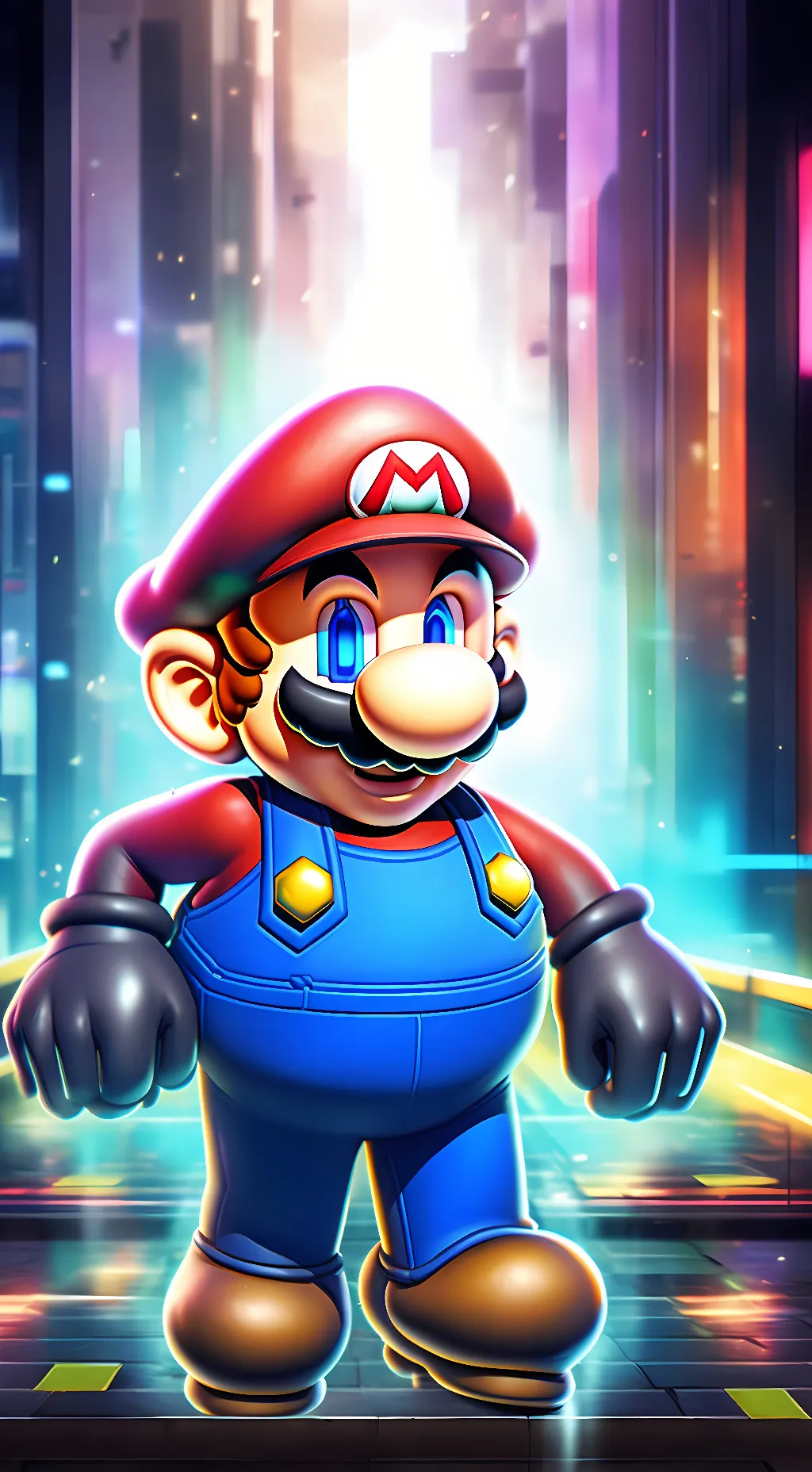 ai character: glitch mario background