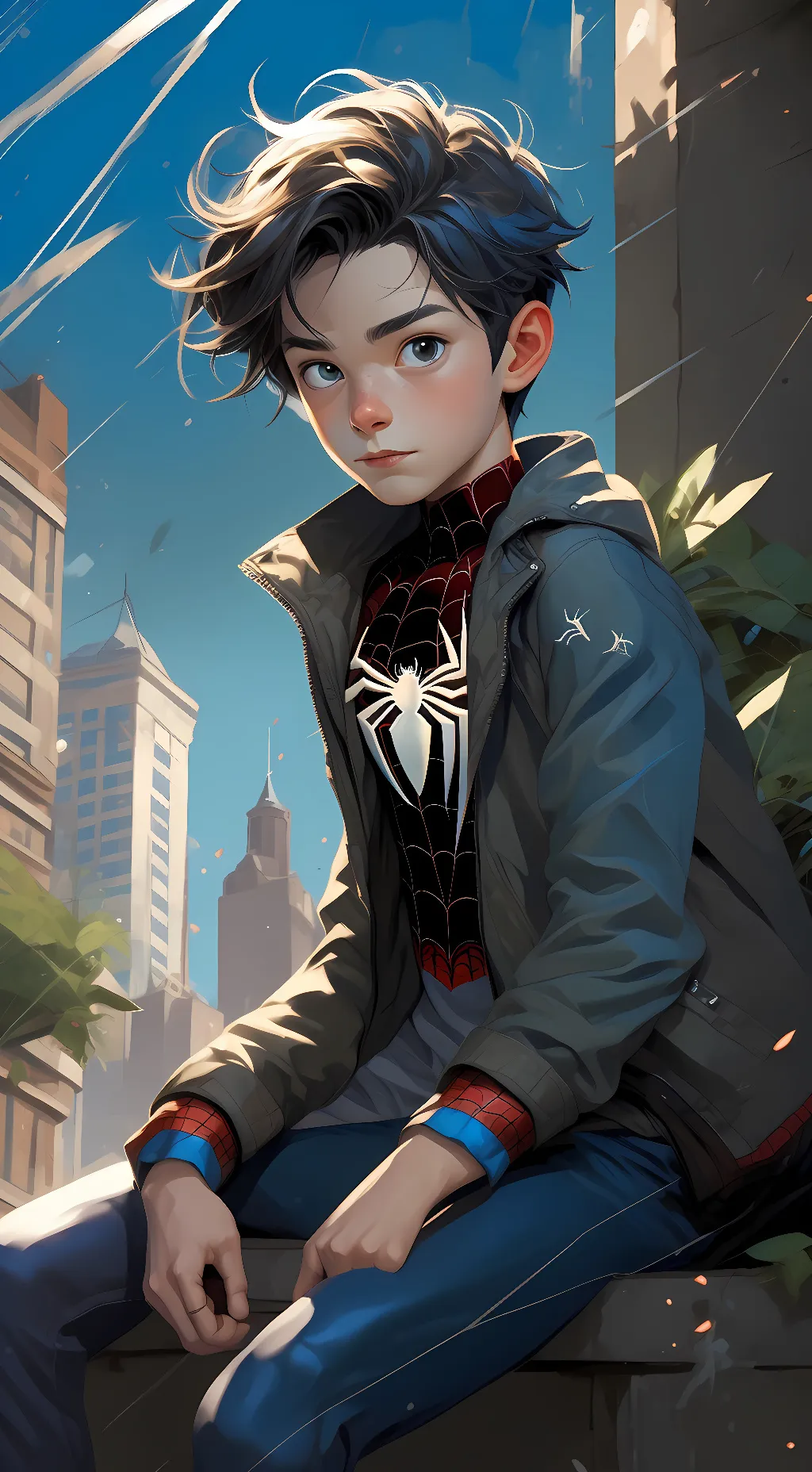 ai character: spider-kid(Mikey) background