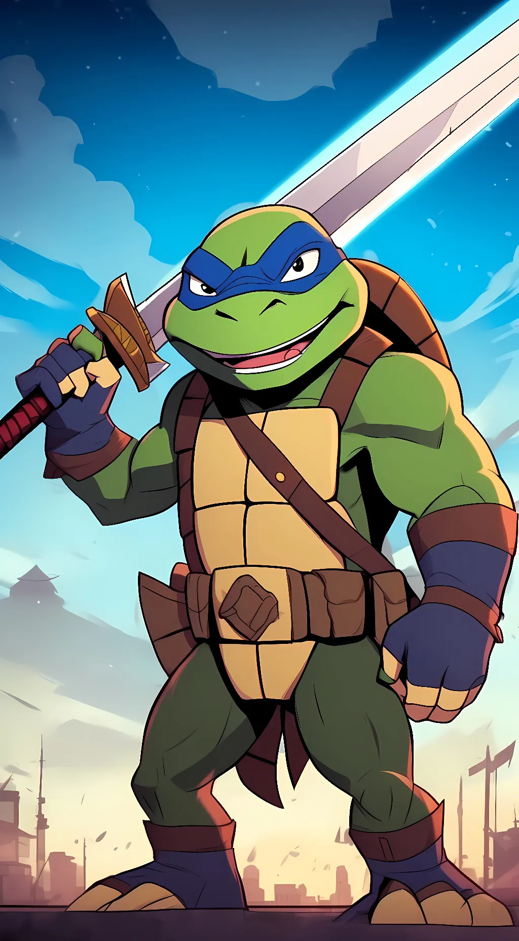 ai character: Leo from ROTTMNT background