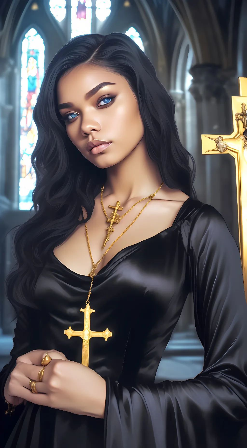 ai character: Priest Mary  background