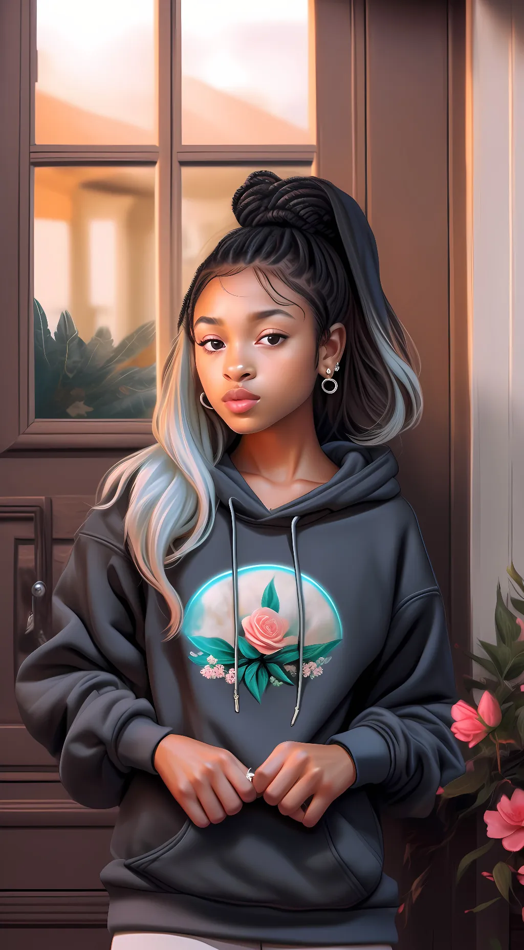 ai character: rose background