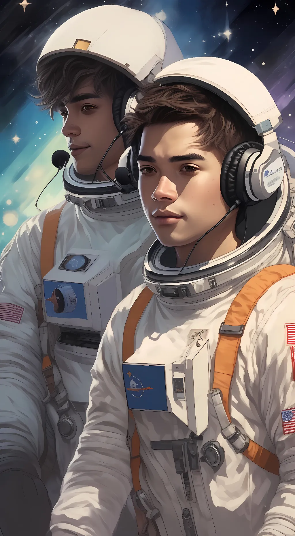 ai character: 2 white among us background