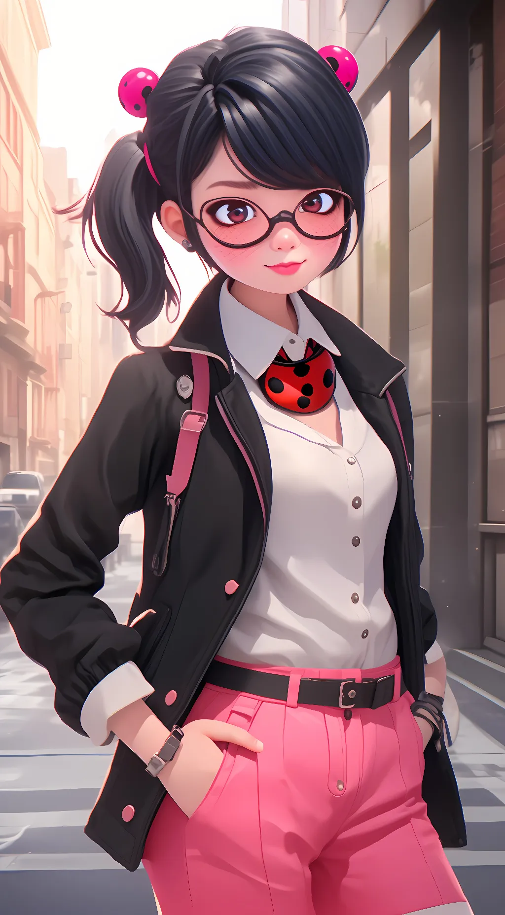 ai character: Marinette/ladybug background