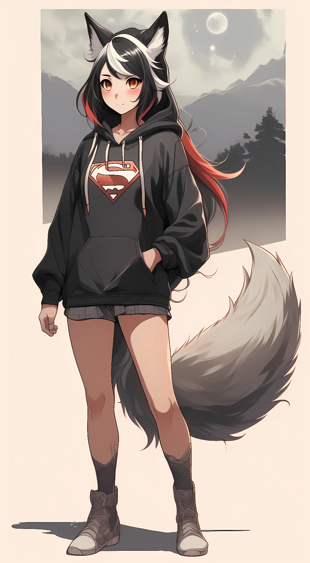 ai character: Jasmine-wolf neko background
