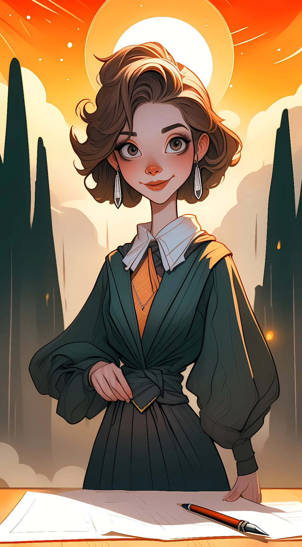 ai character: pen and paper background